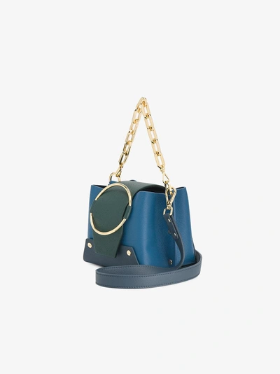 Shop Yuzefi Mini Blue Leather Delila Bucket Bag