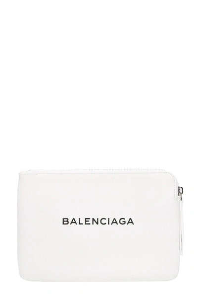 Shop Balenciaga Shopping Medium Leather Pouch In White