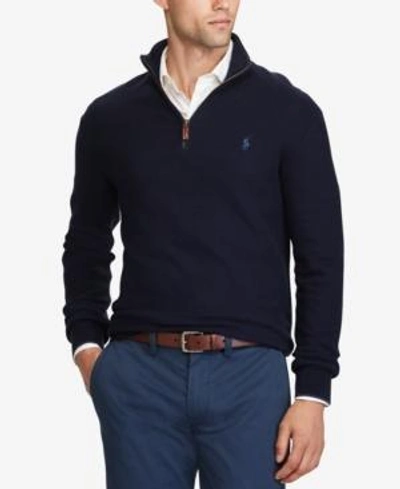Shop Polo Ralph Lauren Men's Half-zip Sweater In Hunter Navy