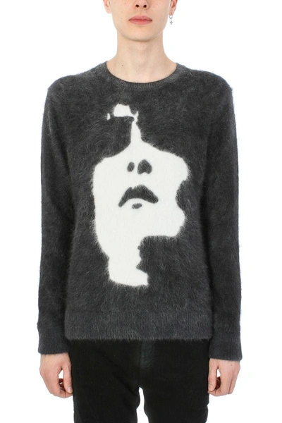 Shop Neil Barrett Siouxsie Grey-black Wool Knit