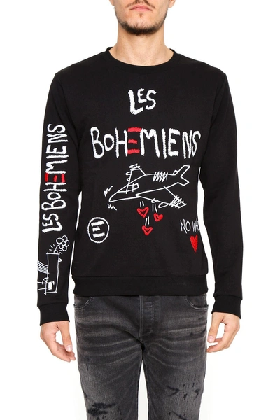 Shop Les Bohēmiens Peace Heart Sweatshirt In Blacknero