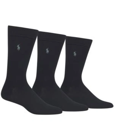 Shop Polo Ralph Lauren Men's 3 Pack Supersoft Dress Socks Extended Size 13-16 In Brown Assorted