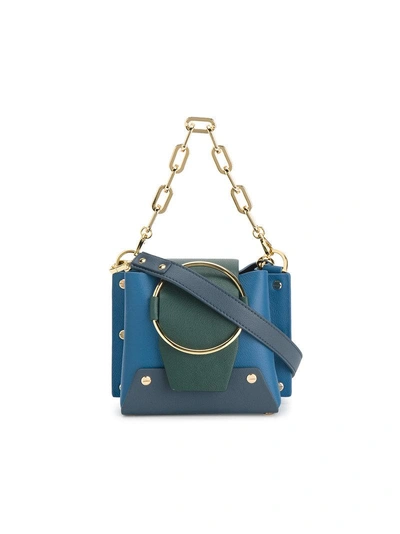 Shop Yuzefi Mini Blue Leather Delila Bucket Bag