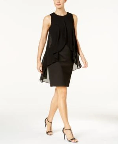 Shop Calvin Klein Chiffon Popover Scuba Dress In Black