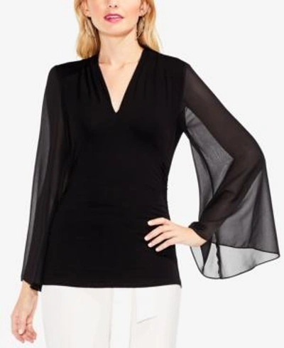 Shop Vince Camuto Chiffon-sleeve Top In Rich Black