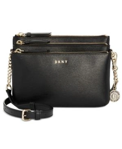 Shop Dkny Bryant Triple Zip Small Crossbody, Created For Macy's In Blue Jay