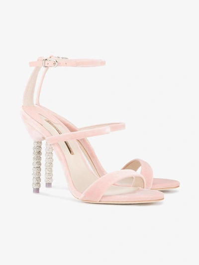 Shop Sophia Webster Pink Rosalind Crystal 110 Velvet Sandals In Pink&purple