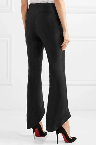 Shop Antonio Berardi Cropped Silk And Cotton-blend Twill Bootcut Pants In Black
