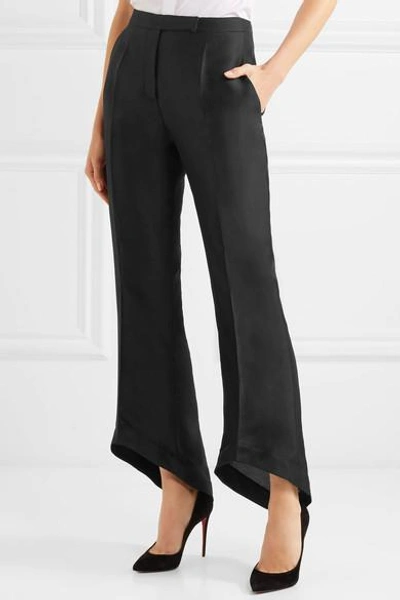 Shop Antonio Berardi Cropped Silk And Cotton-blend Twill Bootcut Pants In Black