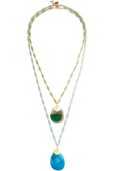 Shop Rosantica Destino Gold-tone, Crystal And Quartz Necklace