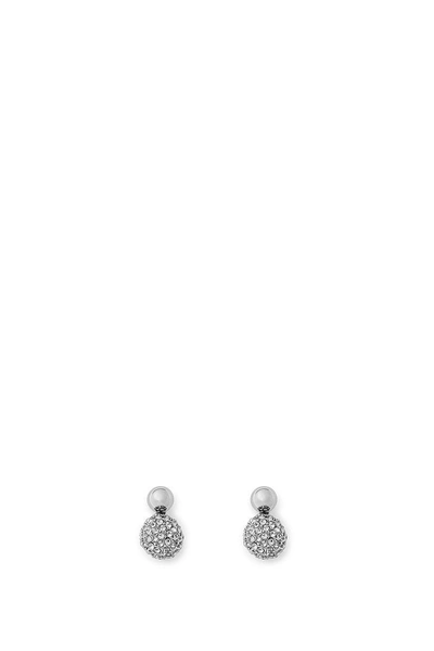 Shop Rebecca Minkoff Mini Double Sphere Pave Stud Earring In Silver