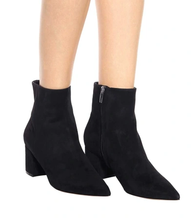 Shop Gianvito Rossi Piper 60 Suede Ankle Boots In Black