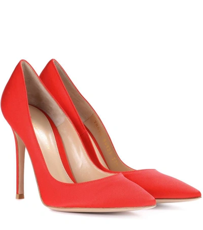 Shop Gianvito Rossi Gianvito 105 Satin Pumps In Red