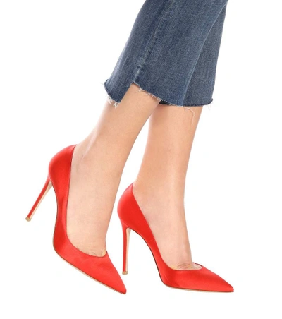 Shop Gianvito Rossi Gianvito 105 Satin Pumps In Red