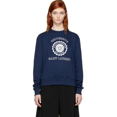 Shop Saint Laurent Navy Universite Sweatshirt In 4143 Navy