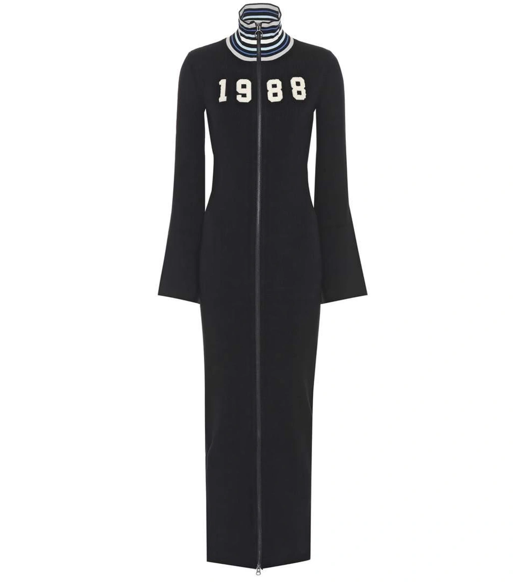 Fenty X Puma Sweater Maxi Dress With Zip up Front In Cottoe Llack ModeSens