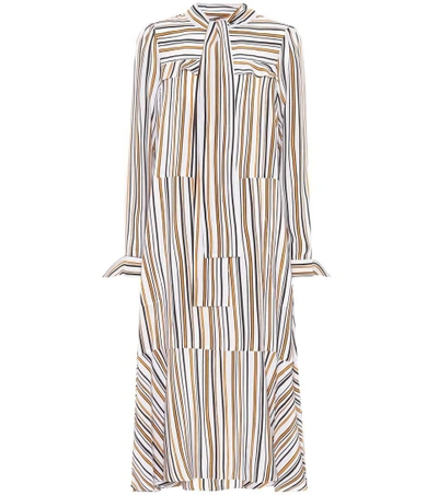 Shop Dorothee Schumacher Offbeat Lines Silk Dress In Multicoloured