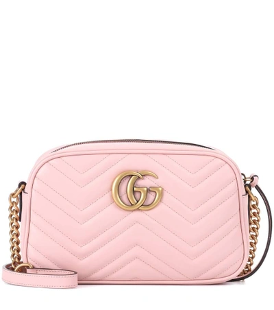 Shop Gucci Gg Marmont Leather Crossbody Bag In Pink