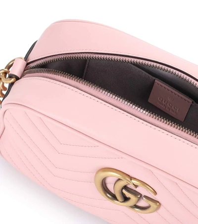Shop Gucci Gg Marmont Leather Crossbody Bag In Pink