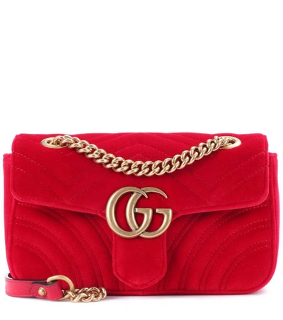 Shop Gucci Gg Marmont Mini Shoulder Bag In Red