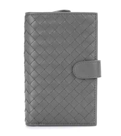 Shop Bottega Veneta Continental Intrecciato Leather Wallet In Grey