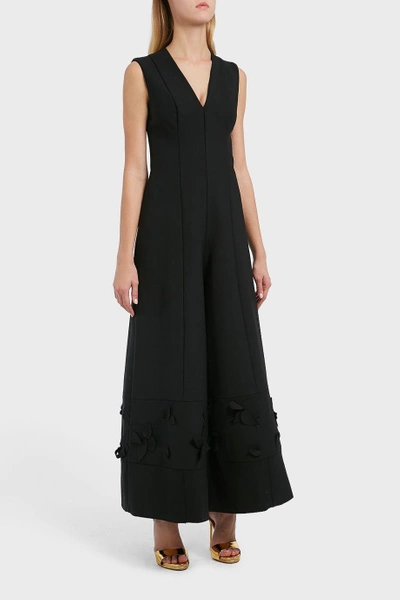 Merchant Archive Embellished Hem Wool-blend Jumpsuit In Black