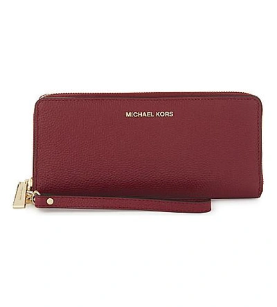 Shop Michael Michael Kors Money Pieces Leather Continental Wallet In Mulberry