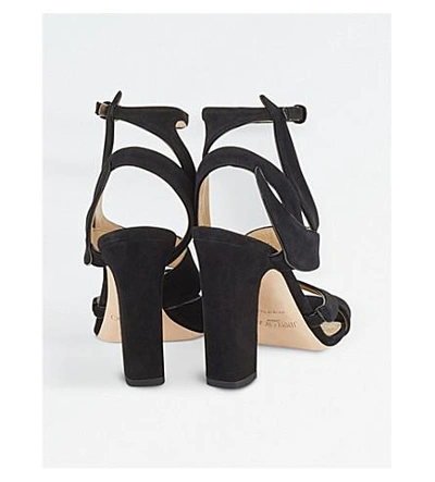 Shop Jimmy Choo Falcon 100 Suede Heeled Sandals In Black