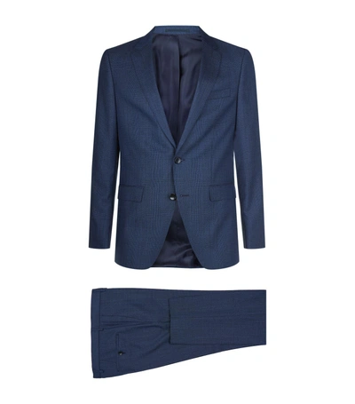 Shop Hugo Boss Slim-fit Micro Check Suit In Navy