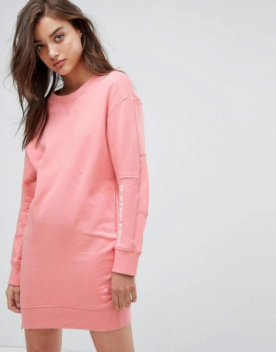 Shop G-star Sweat Dress With Arm Logo Detail - Pink