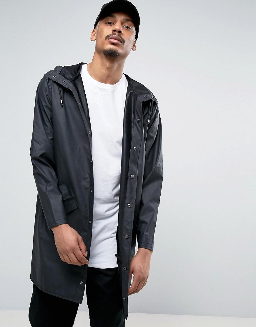 rains long hooded raincoat