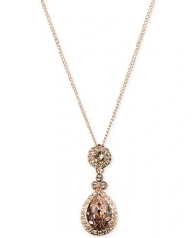 Shop Givenchy Necklace, Swarovski Element Teardrop Pendant In Rose Gold-tone