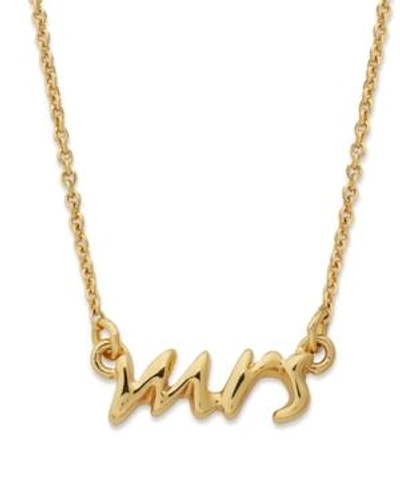 Shop Kate Spade Necklace, 12k Gold-plated Say Yes Mrs. Pendant Necklace