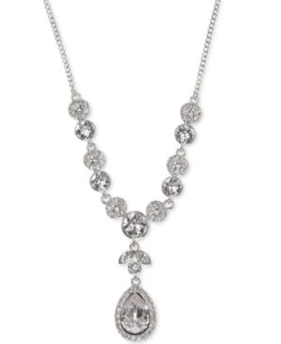 Shop Givenchy Multi-crystal Y-neck Necklace In Silver