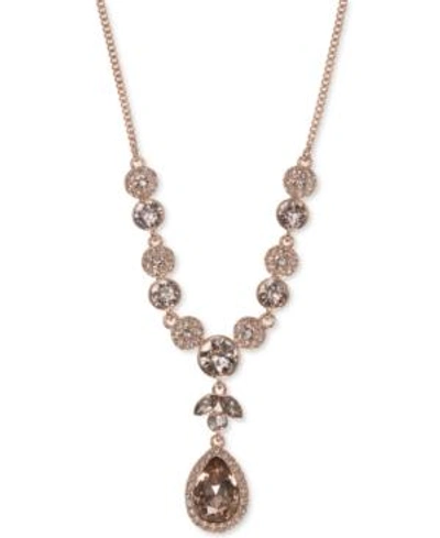 Shop Givenchy Multi-crystal Y-neck Necklace In Rose Gold