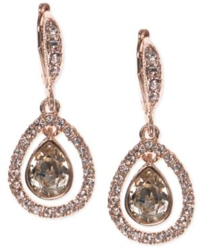 Shop Givenchy Crystal Orbital Pave Drop Earrings In Rose Gold