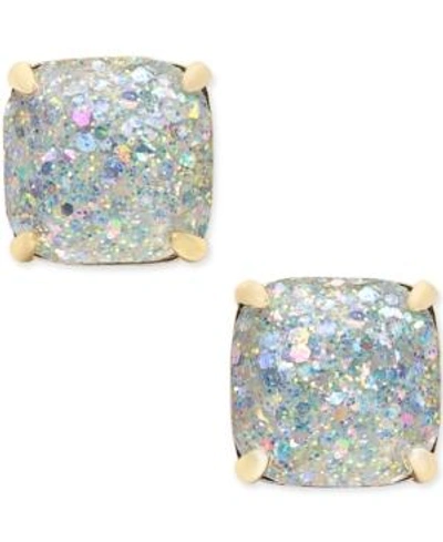 Shop Kate Spade New York 14k Gold-plated Glittery Purple Square Stud Earrings In White