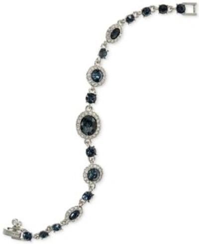 Shop Givenchy Faceted Stone And Pave Link Bracelet In Navy Blue