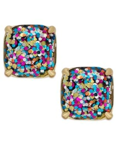 Shop Kate Spade Gold-tone Rainbow Glitter Large Square Stud Earrings In Multicolor