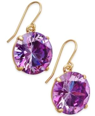Shop Kate Spade New York Shine On Gold-tone Crystal Drop Earrings In Fuschia
