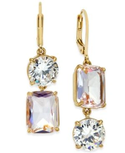 Shop Kate Spade New York Gold-tone Crystal Mismatch Earrings In Clear