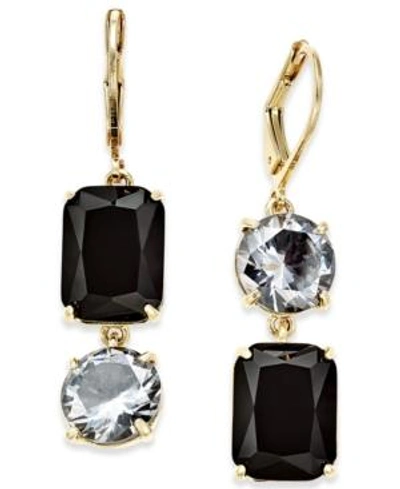 Shop Kate Spade New York Gold-tone Crystal Mismatch Earrings In Jet Multi