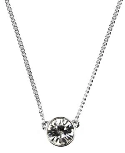 Givenchy Necklace, Swarovski Element Pendant, 16" + 2" Extender In Silver