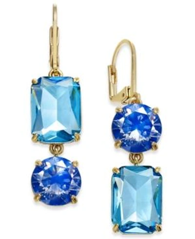 Shop Kate Spade New York Gold-tone Crystal Mismatch Earrings In Blue Multi