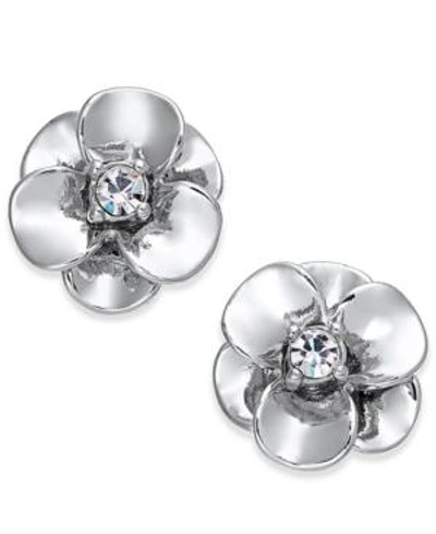 Shop Kate Spade New York Crystal Flower Stud Earrings In Silver
