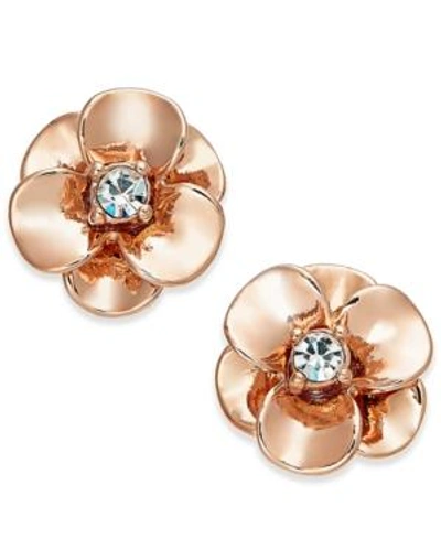 Shop Kate Spade New York Crystal Flower Stud Earrings In Rose Gold