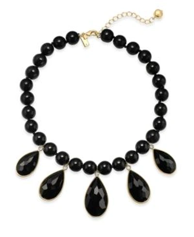 Shop Kate Spade New York Gold-tone Cubic Zirconia & Colored Stone Beaded Necklace In Black Multi