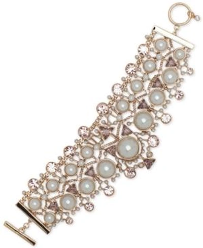 Shop Givenchy Crystal, Colored Stone & Imitation Pearl Flex Bracelet In Gold