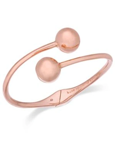 Shop Kate Spade New York 12k Plated Shiny Orb Hinged Bypass Bracelet In Rose Gold