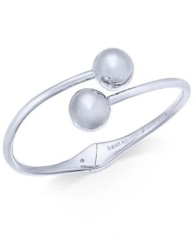 Shop Kate Spade New York 12k Plated Shiny Orb Hinged Bypass Bracelet In Silver
